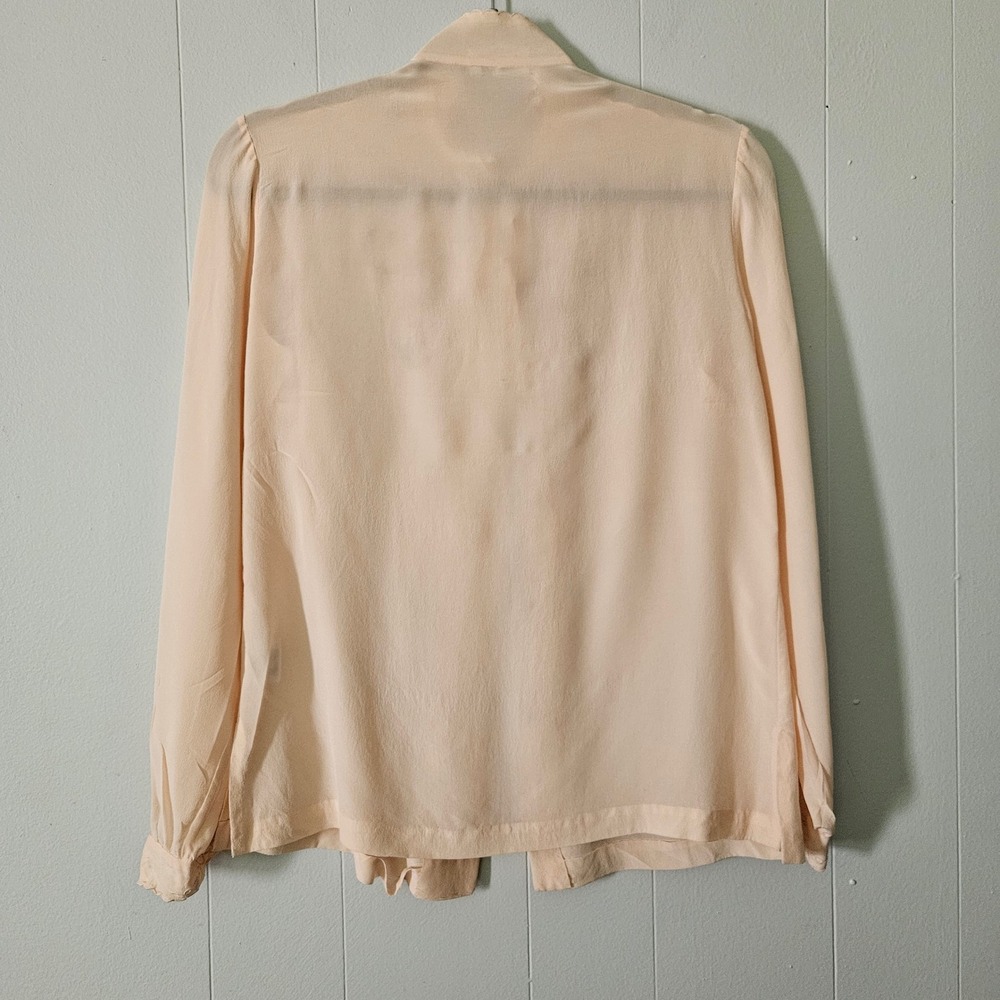 80s Peony Silk Blouse Women Hand Embroidered Floral Lace Timeless Asian Size 36 - Picture 2 of 8